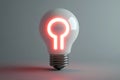 Glowing light bulb with red neon keyhole on grey background Royalty Free Stock Photo