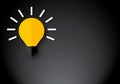 Glowing of light bulb with spotlight on dark background. Concept innovation thinking creative. Royalty Free Stock Photo