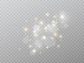 Glowing light effect isolated on transparent background. Star burst with white and gold sparkles. Magic glitter dust particles. Royalty Free Stock Photo