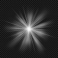 Glowing light transparent burst. Vector sunlight background with ray sparkles.