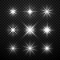 Glowing light vector effects, stars bursts with sparkles Royalty Free Stock Photo