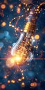 Glowing Lightbulb with Abstract Bokeh Background. Generative ai Royalty Free Stock Photo