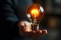 Innovative Idea Concept with Glowing Lightbulb in Human Hand - Creativity and Inspiration Symbol Generative AI Royalty Free Stock Photo