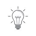 Glowing lightbulb illustration shows idea generation, problem solving, and invention concept on white backdrop Royalty Free Stock Photo