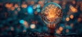 Glowing Lightbulb with Sparkling Lights. created by generative artificial intelligence Royalty Free Stock Photo