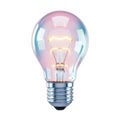 A glowing lightbulb with a visible filament emitting a soft, warm light Royalty Free Stock Photo