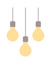 Glowing lightbulbs semi flat color vector objects set Royalty Free Stock Photo