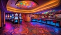 Glowing lighting equipment illuminates modern casino nightlife generated by AI