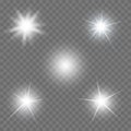 Glowing lights effect, flare, explosion and stars. Special effect isolated on transparent background Royalty Free Stock Photo