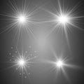 Glowing lights effect, flare, explosion and stars. Royalty Free Stock Photo