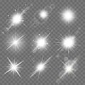 Glowing lights effect, flare, explosion and stars. Special effect isolated on transparent background Royalty Free Stock Photo