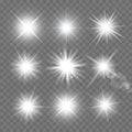 Glowing lights effect, flare, explosion and stars. Special effect isolated on transparent background Royalty Free Stock Photo