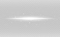 Glowing line. White horizontal light on transparent backdrop. Abstract glow effect. Lens flare with silver particles