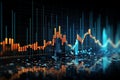 Glowing lines, stock market graph on a captivating diagram