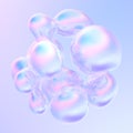 Glowing liquid dynamic metallic bubbles in fluid holographic colors