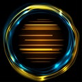 Glowing liquid rings and neon lines abstract background