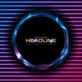 Glowing liquid rings and neon lines abstract background