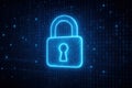 Glowing Lock Symbol Against Digital Binary Code Security Royalty Free Stock Photo
