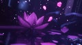 Glowing Lotus Blossom Falling Petals Night Scene Royalty Free Stock Photo