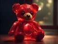 Glowing Love: Crimson Transparency in Teddy Charm