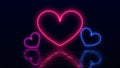 glowing love shaped neon light background illustration design.