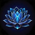 glowing low polygonal waterlily, lotus flower on dark blue background Royalty Free Stock Photo