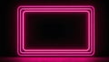 Glowing magenta neon rectangle with rounded corners on a textured surface Royalty Free Stock Photo