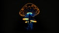 glowing magic mushroom on black background, neural network generated art Royalty Free Stock Photo