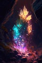 Glowing Magical Quartz Crystal Forest, AI Generative Royalty Free Stock Photo