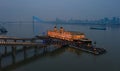 Glowing majestic Wuhan Zhiyin cruise ship by the Yangtze River, China Royalty Free Stock Photo