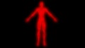 Glowing man raising arms .  Internal smoke effect in body silhouette. 3d rendering illustration. Vivid Red color Royalty Free Stock Photo