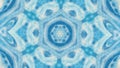 Glowing mandala snowflake kaleidoscope blue white