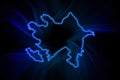 Glowing Map of Azerbaijan, modern blue outline map