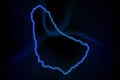 Glowing Map of Barbados, modern blue outline map