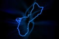 Glowing Map of Guam, modern blue outline map