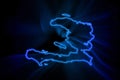 Glowing Map of Haiti, modern blue outline map