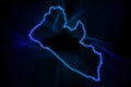 Glowing Map of Liberia, modern blue outline map
