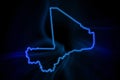 Glowing Map of Mali, modern blue outline map