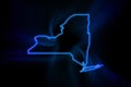 Glowing Map of New York, modern blue outline map