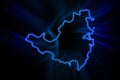 Glowing Map of Sint Maarten, modern blue outline map