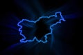 Glowing Map of Slovenia, modern blue outline map