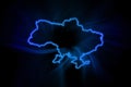 Glowing Map of Ukraine, modern blue outline map