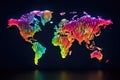 Glowing map of the world in a glass sphere. Vector illustration, Colorful world map hologram with every individual country in Royalty Free Stock Photo