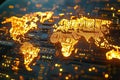 A Glowing Map of the World Showcasing Future Technological Advancements in Digital Connectivity Royalty Free Stock Photo