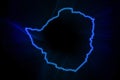 Glowing Map of Zimbabwe, modern blue outline map