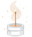 Glowing Matchstick in Candle Holder Sparkles, Decorative Illustration, Vector Art Royalty Free Stock Photo