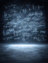 Glowing Math Equations on a Digital Chalkboard With Hand Drawing in Motion During a Learning Session in a Classroom Royalty Free Stock Photo