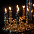 Glowing Menorah Against Dark Background