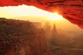 Glowing Mesa Arch at sunrise, Canyonlands National Park, Utah, U