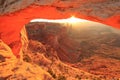 Glowing Mesa Arch at sunrise, Canyonlands National Park, Utah, U